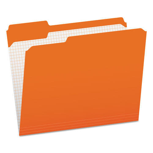 Double-Ply Reinforced Top Tab Colored File Folders, 1/3-Cut Tabs: Assorted, Letter Size, 0.75" Expansion, Orange, 100/Box-(PFXR15213ORA)