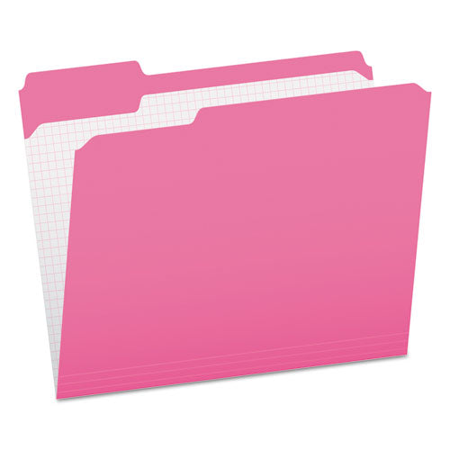 Double-Ply Reinforced Top Tab Colored File Folders, 1/3-Cut Tabs: Assorted, Letter Size, 0.75" Expansion, Pink, 100/Box-(PFXR15213PIN)