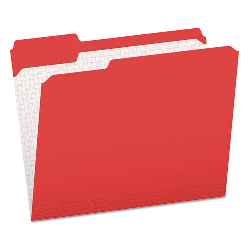 Double-Ply Reinforced Top Tab Colored File Folders, 1/3-Cut Tabs: Assorted, Letter Size, 0.75" Expansion, Red, 100/Box-(PFXR15213RED)