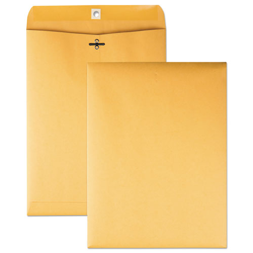 Clasp Envelope, 28 lb Bond Weight Kraft, #90, Cheese Blade Flap, Clasp/Gummed Closure, 9 x 12, Brown Kraft, 100/Box-(QUA37890)