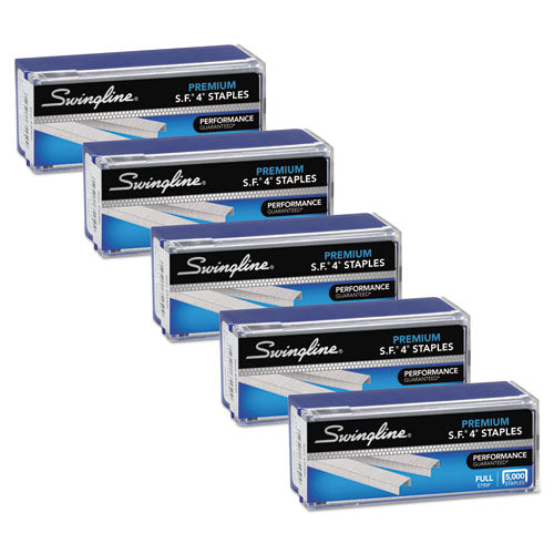 S.F. 4 Premium Staples, 0.25" Leg, 0.5" Crown, Silver, 5,000/Box, 5 Boxes/Pack-(SWI35481)