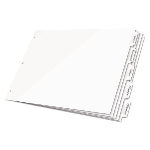 Write n Erase Tabloid Index Dividers, 5-Tab, 11 x 17, White, 1 Set-(CRD84270)