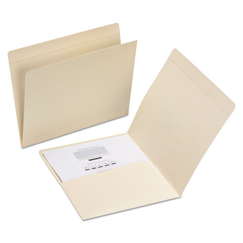 Top Tab File Folders with Inside Pocket, Straight Tabs, Letter Size, Manila, 50/Box-(SMD10315)