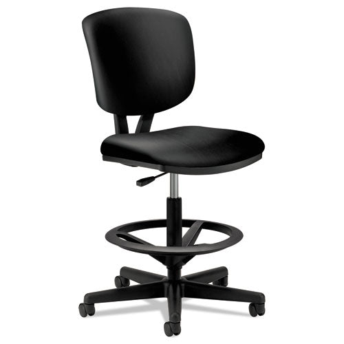 Volt Series Leather Adjustable Task Stool, Supports Up to 275 lb, 22.88" to 32.38" Seat Height, Black-(HON5705SB11T)