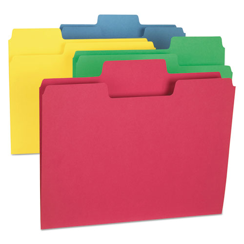 SuperTab Colored File Folders, 1/3-Cut Tabs: Assorted, Letter Size, 0.75" Expansion, 11-pt Stock, Color Assortment 1, 24/Pack-(SMD11956)