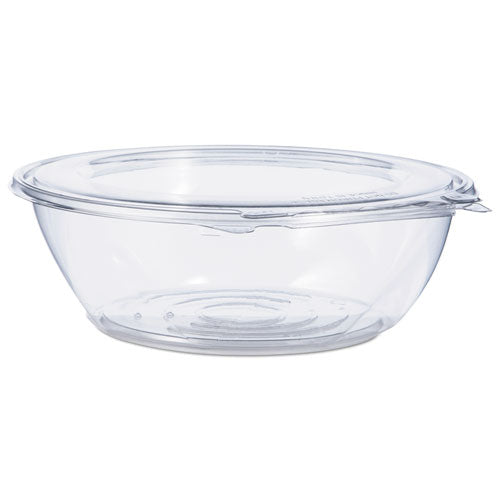 Tamper-Resistant, Tamper-Evident Bowls with Flat Lid, 48 oz, 8.9" Diameter x 2.8"h, Clear, Plastic, 100/Carton-(DCCCTR48BF)