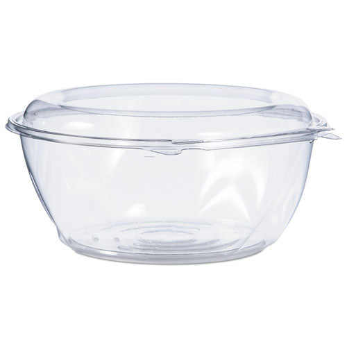 Tamper-Resistant, Tamper-Evident Bowls with Dome Lid, 64 oz, 8.9" Diameter x 4"h, Clear, Plastic, 100/Carton-(DCCCTR64BD)