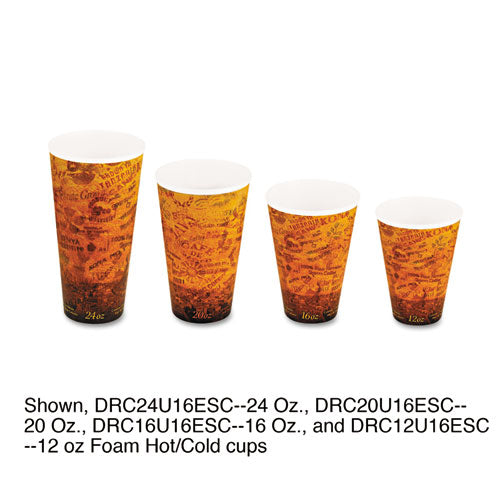 Fusion Escape Foam Hot/Cold Cups, 16 oz, Brown/Black, 1,000/Carton-(DCC16U16ESC)