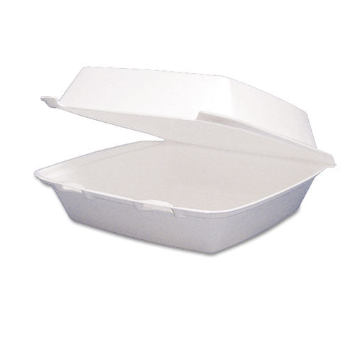 Foam Hinged Lid Containers, 1-Compartment, 8.38 x 7.78 x 3.25, White, 200/Carton-(DCC85HT1R)