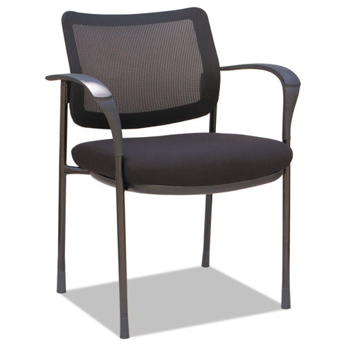 Alera IV Series Mesh-Back Fabric-Seat Guest Chairs, 25.19" x 23.62" x 32.28", Black Seat, Black Back, Black Base, 2/Carton-(ALEIV4314A)