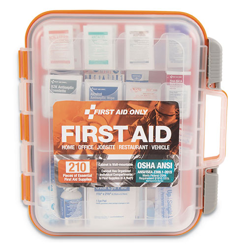 ANSI Class A Bulk First Aid Kit, 210 Pieces, Plastic Case-(FAO91064)