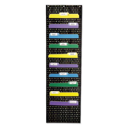 Storage Pocket Chart, 10 Pockets, 14 x 47, Black-(CDP158042)