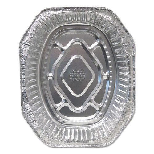 Aluminum Roaster Pans, Extra-Large Oval, 230 oz, 18.5 x 14 x 3.38, Silver, 100/Carton-(DPK4001100)