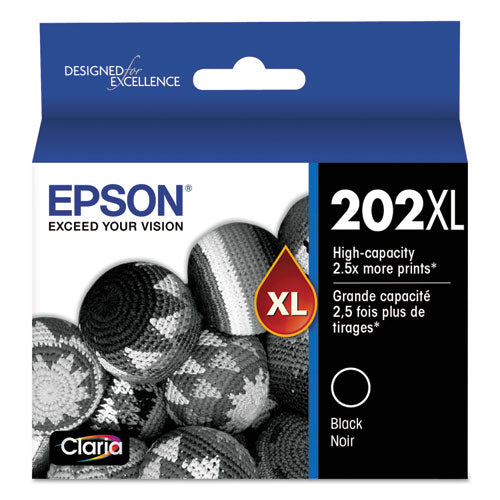 T202XL120-S (202XL) Claria High-Yield Ink, 550 Page-Yield, Black-(EPST202XL120S)