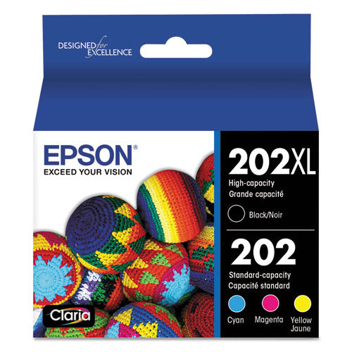 T202XL-BCS (202XL) Claria High-Yield Ink, 550/165 Page-Yield, Cyan/Magenta/Yellow-(EPST202XLBCS)