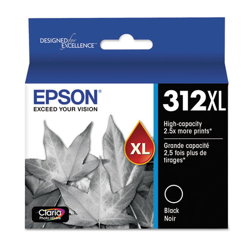 T312XL120-S (312XL) Claria High-Yield Ink, 500 Page-Yield, Black-(EPST312XL120S)