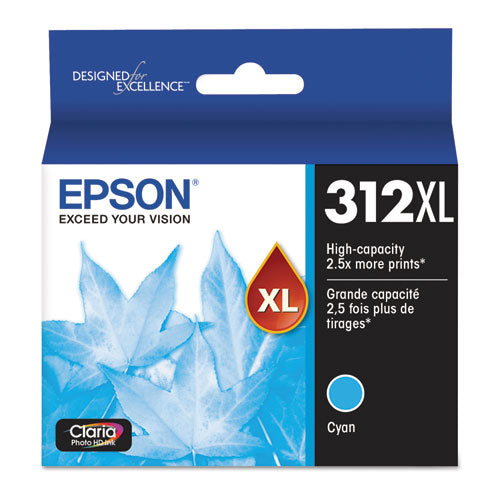 T312XL220-S (312XL) Claria High-Yield Ink, 830 Page-Yield, Cyan-(EPST312XL220S)