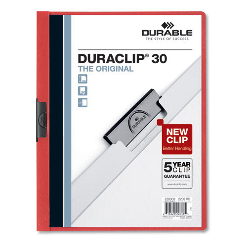 DuraClip Report Cover, Clip Fastener, 8.5 x 11 , Clear/Red, 25/Box-(DBL220303)