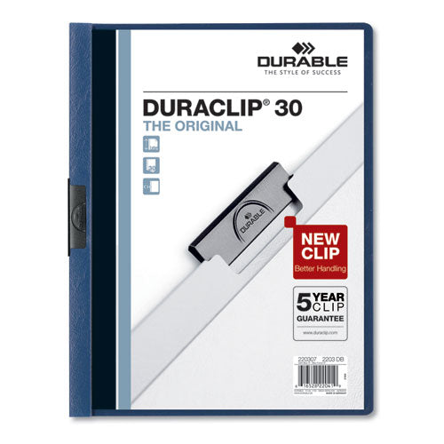 DuraClip Report Cover, Clip Fastener, Clear/Dark Blue, 25/Box-(DBL220307)