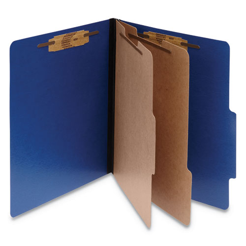 ColorLife PRESSTEX Classification Folders, 3" Expansion, 2 Dividers, 6 Fasteners, Letter Size, Dark Blue Exterior, 10/Box-(ACC15663)