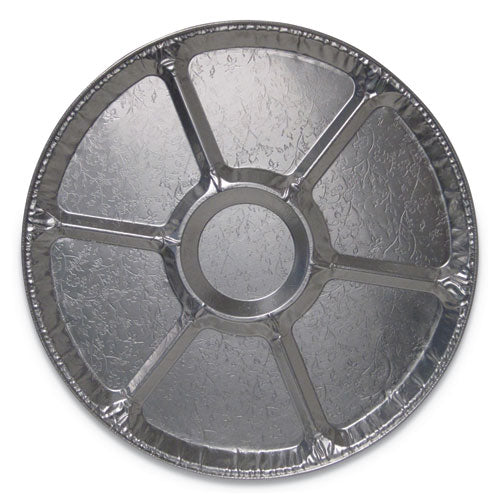 Aluminum Cater Trays, 7 Compartment Lazy Susan, 18" Diameter x 0.94"h, Silver, 50/Carton-(DPK18LS)