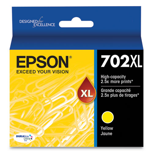 T702XL420-S (702XL) DURABrite Ultra High-Yield Ink, 950 Page-Yield, Yellow-(EPST702XL420S)