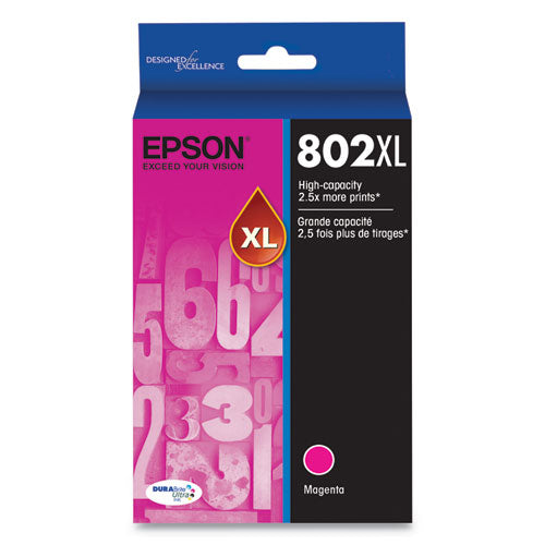 T802XL320-S (802XL) DURABrite Ultra High-Yield Ink, 1,900 Page-Yield, Magenta-(EPST802XL320S)