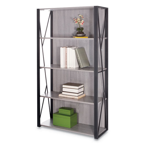 Mood Bookcases, Four-Shelf, 31.75w x 12d x 59h, Gray-(SAF1903GR)