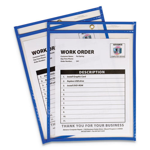 Stitched Shop Ticket Holders, Top Load, Super Heavy, Clear, 9" x 12" Inserts, 15/Box-(CLI43915)