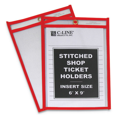 Stitched Shop Ticket Holders, Top Load, Super Heavy, Clear, 6" x 9" Inserts, 25/Box-(CLI43969)