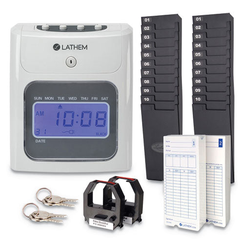 400E Top-Feed Time Clock Bundle, Digital Display, White-(LTH400EKIT)