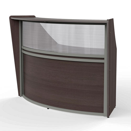 Reception Desk with Polycarbonate, 72" x 32" x 46", Mocha, Ships in 1-3 Business Days-(LITRC310MOC)