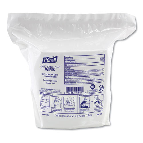 Hand Sanitizing Wipes, 3-Ply, 8.25 x 14.06, Fresh Citrus Scent, White, 1,700 Wipes/Pouch, 2 Pouches/Carton-(GOJ921702)