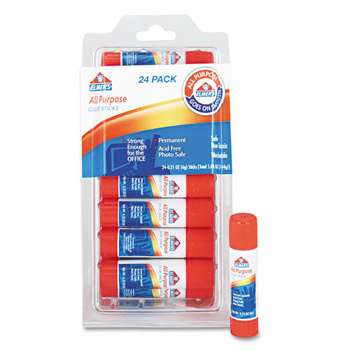 Disappearing Glue Stick, 0.21 oz, Applies White, Dries Clear, 24/Pack-(EPIE553)