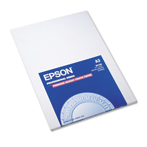 Premium Photo Paper, 10.4 mil, 11.75 x 16.5, High-Gloss White, 20/Pack-(EPSS041288)