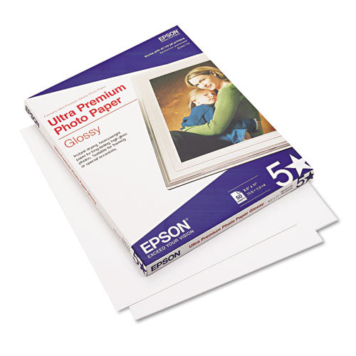 Ultra Premium Gloss Photo Paper, 11.8 mil, 8.5 x 11, Bright White, 50/Pack-(EPSS042175)