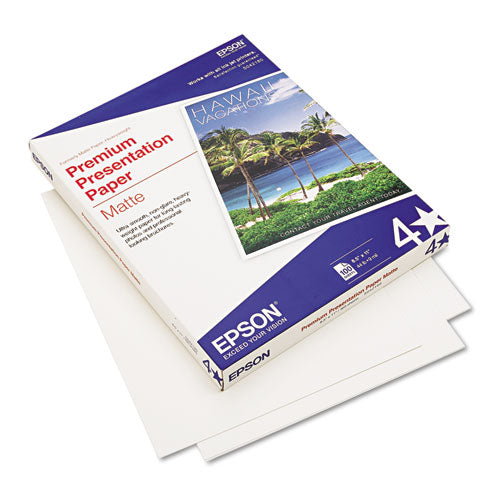 Premium Matte Presentation Paper, 9 mil, 8.5 x 11, Matte Bright White, 100/Pack-(EPSS042180)