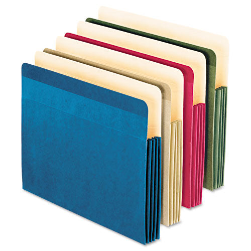 Recycled Colored File Pocket, 3.5" Expansion, Letter Size, Assorted Colors, 4/Pack-(PFX90164)