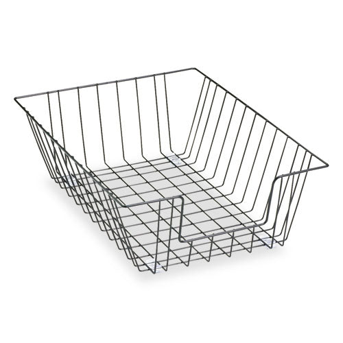 Wire Desk Tray Organizer, 1 Section, Legal Size Files, 12" x 16.5" x 5", Black-(FEL65112)