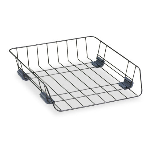 Front-Load Wire Desk Tray, 1 Section, Letter Size Files, 10.88" x 12.63" x 2.63", Black-(FEL66112)