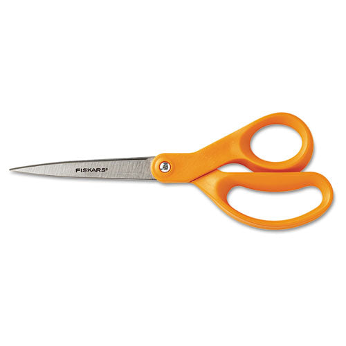 Home and Office Scissors, 8" Long, 3.5" Cut Length, Orange Straight Handle-(FSK34527797J)