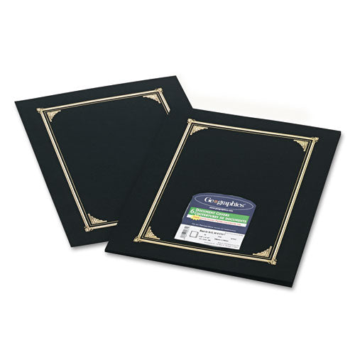 Certificate/Document Cover, 12.5 x 9.75, Black, 6/Pack-(GEO45331)