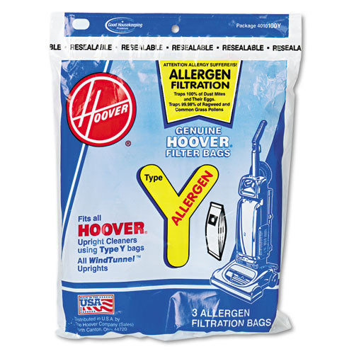 Disposable Allergen Filtration Bags for Commercial WindTunnel Vacuum, 3/Pack-(HVR4010100Y)