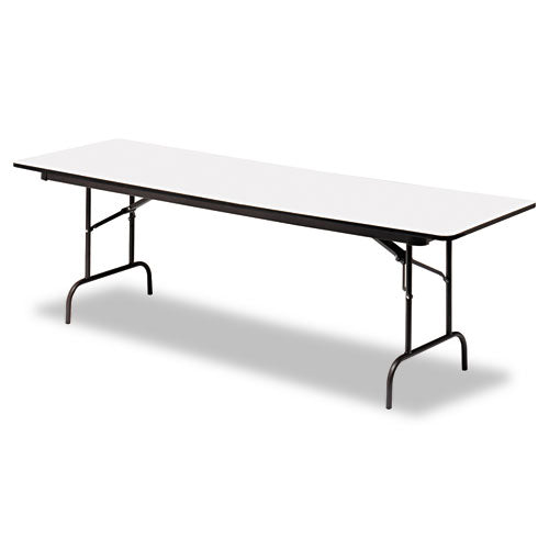 OfficeWorks Commercial Wood-Laminate Folding Table, Rectangular Top, 96w x 30d x 29h, Gray/Charcoal-(ICE55237)