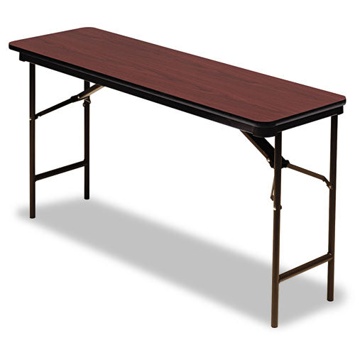 OfficeWorks Commercial Wood-Laminate Folding Table, Rectangular Top, 60w x 18w x 29h, Mahogany-(ICE55274)