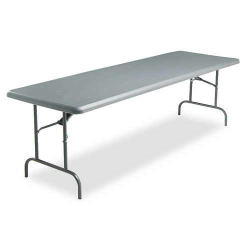 IndestrucTable Industrial Folding Table, Rectangular Top, 1,200 lb Capacity, 96w x 30d x 29h, Charcoal-(ICE65237)