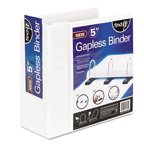 Gapless Loop Ring View Binder, 3 Rings, 5" Capacity, 11 x 8.5, White-(IDESNS01705)