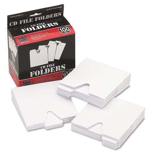 CD File Folders, 1 Disc Capacity, White, 100/Pack-(IDEVZ01096)