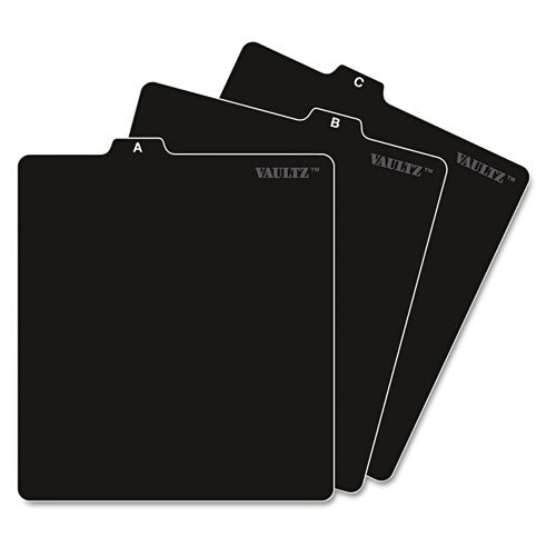 A-Z CD File Guides, 1/3-Cut Top Tab, A to Z, 5 x 5.75, Black, 26/Set-(IDEVZ01176)