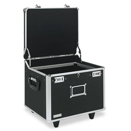 Locking Mobile File Chest, Letter/Legal Files, 17.5" x 15.5" x 14.5", Black/Chrome-(IDEVZ01270)